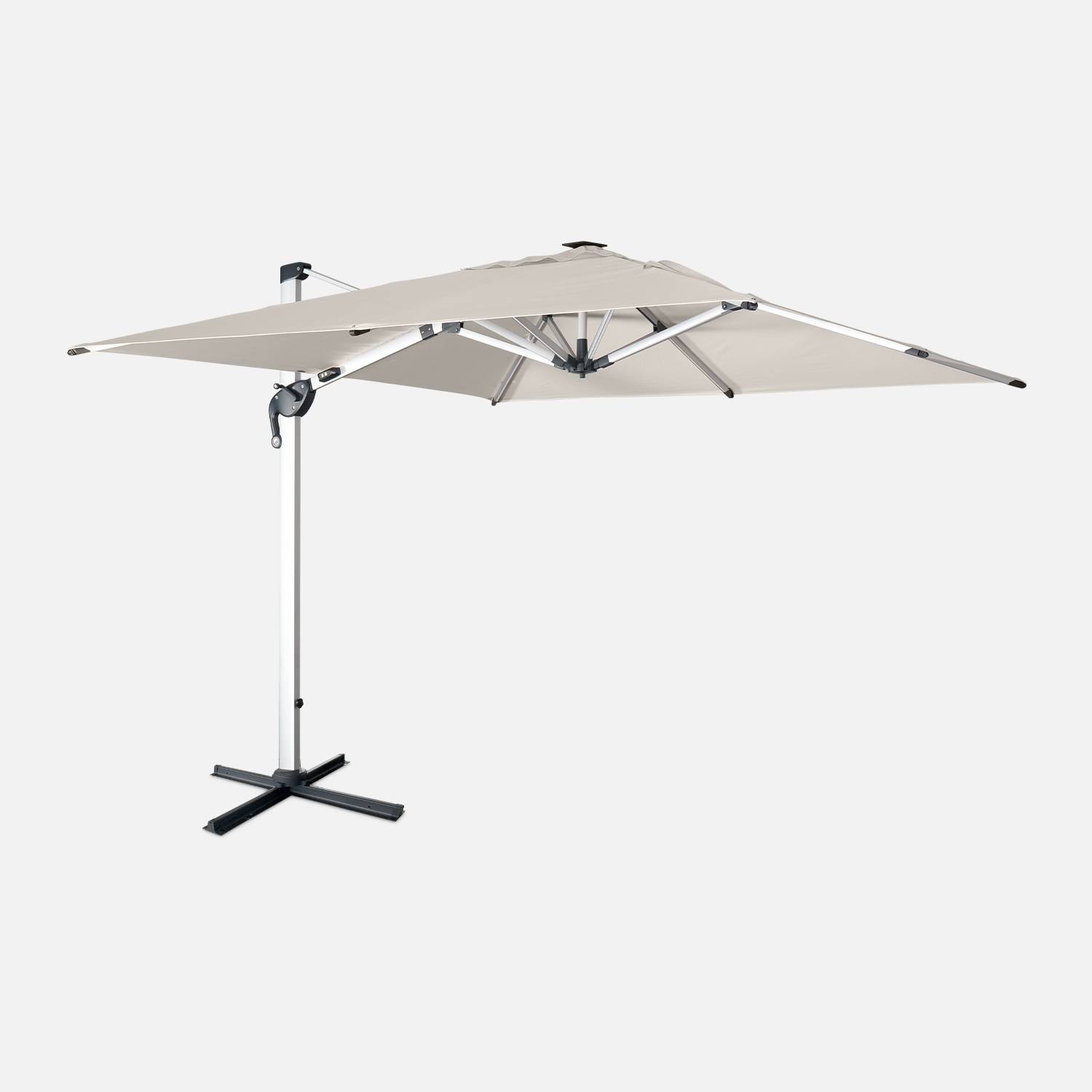 LED-Sonnenschirm 3x3m, hochwertig - PYLA LED beige - Sunbrella-Gewebe, Struktur aus Alu, LED-Beleuchtung, Schutzhülle | sweeek