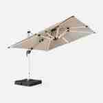 Parasol déporté haut de gamme LED carré 3x3m – PYLA LED beige – Toile Sunbrella, structure en aluminium anodisé, rotatif, éclairage led, housse de protection Photo3