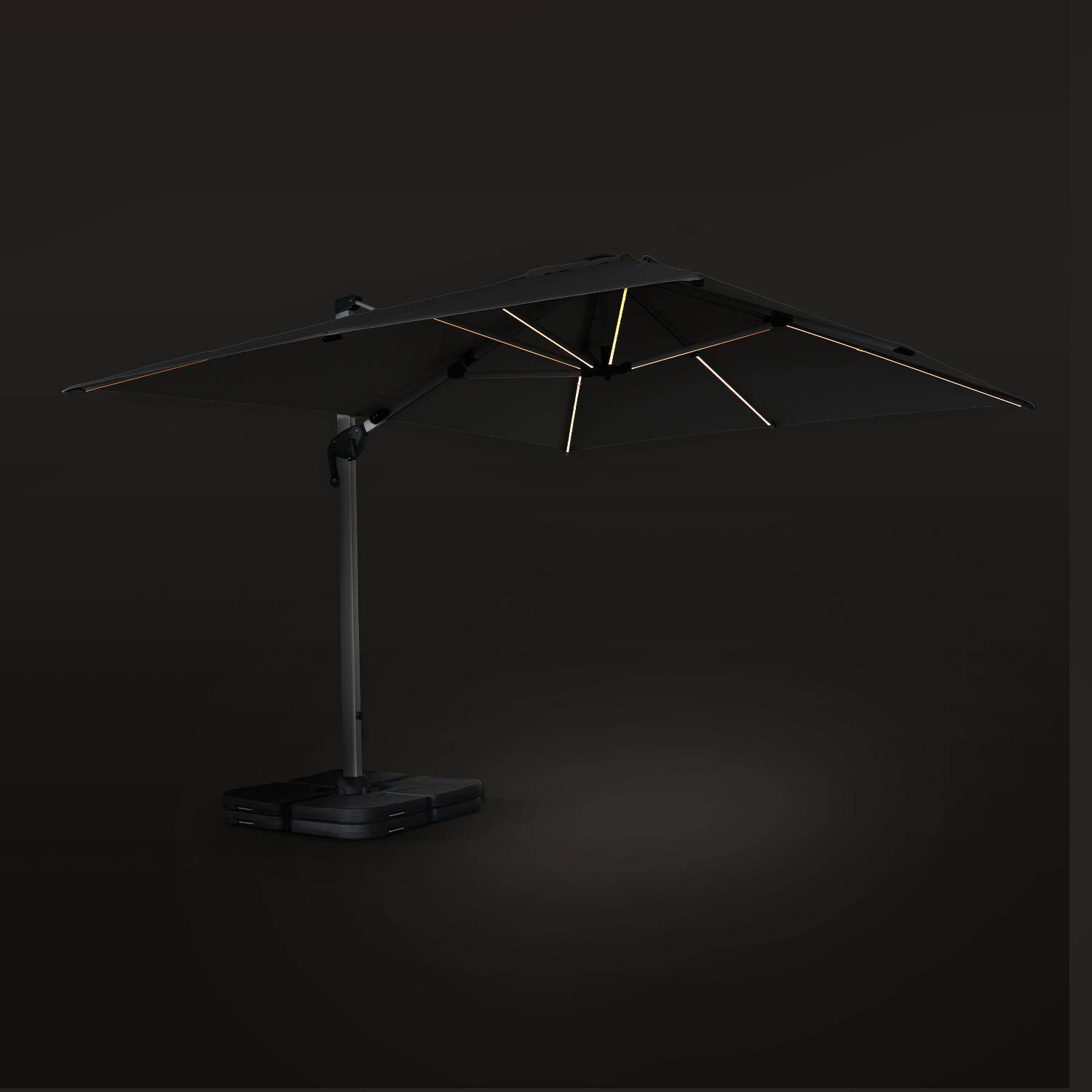 Parasol déporté haut de gamme LED carré 3x4m – PYLA LED noir – toile Sunbrella ® fabriquée en France, structure en aluminium anodisé, rotatif, éclairage led, housse de protection Photo4