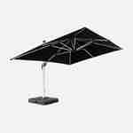 Parasol déporté haut de gamme LED carré 3x4m – PYLA LED noir – toile Sunbrella ® fabriquée en France, structure en aluminium anodisé, rotatif, éclairage led, housse de protection Photo3