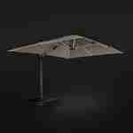 Parasol déporté haut de gamme LED carré 3x4m – PYLA LED taupe– toile Sunbrella ® fabriquée en France, structure en aluminium anodisé, rotatif, éclairage led, housse de protection Photo4