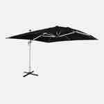 Parasol déporté haut de gamme LED carré 4x4m – PYLA LED noir – toile Sunbrella ® fabriquée en France, structure en aluminium anodisé, rotatif, éclairage led, housse de protection Photo1