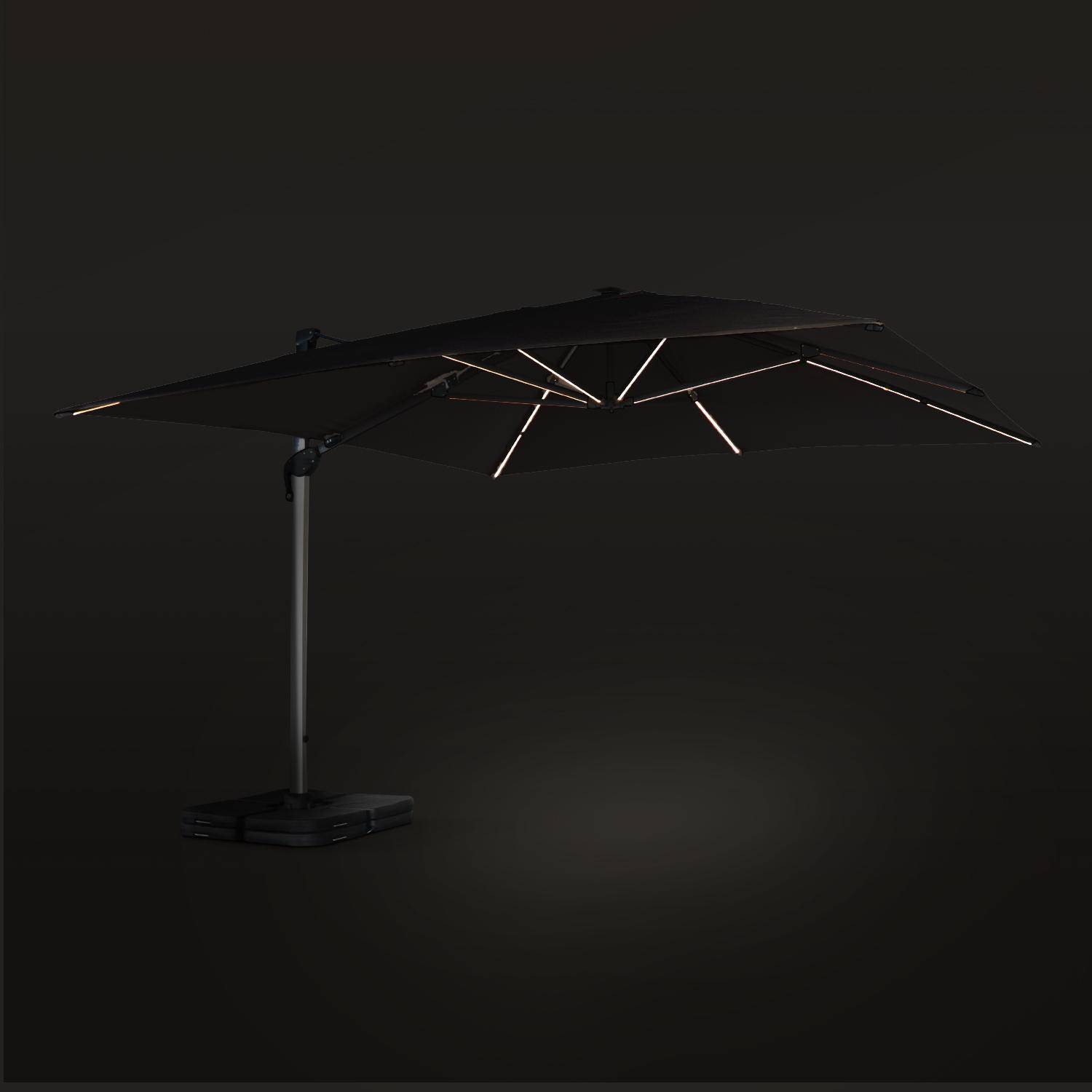 Parasol déporté haut de gamme LED carré 4x4m – PYLA LED noir – toile Sunbrella ® fabriquée en France, structure en aluminium anodisé, rotatif, éclairage led, housse de protection Photo4