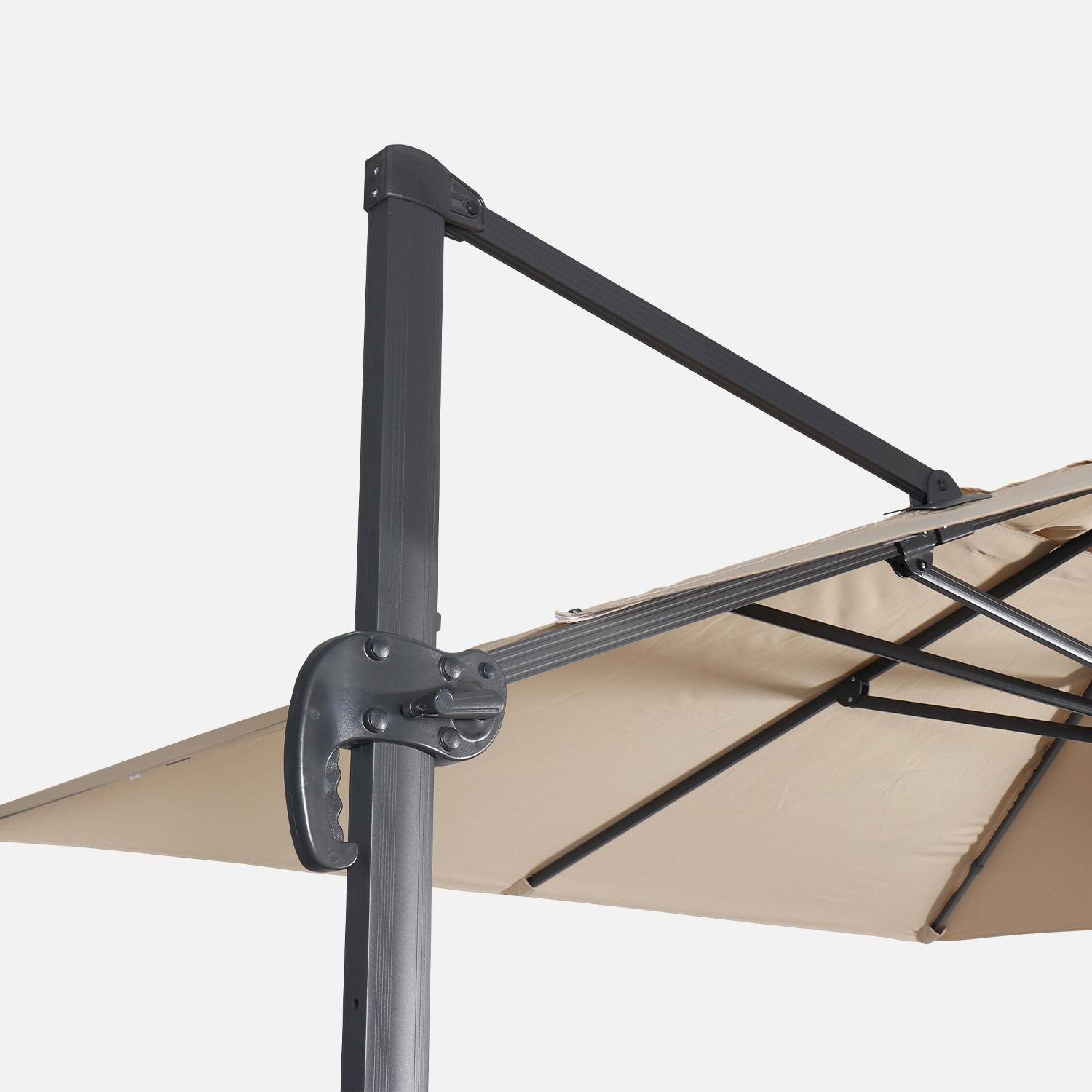 Rechthoekige zweefparasol 3x4m, Kantelbaar in 6 posities, 360° draaibaar, Beige,sweeek,Photo8