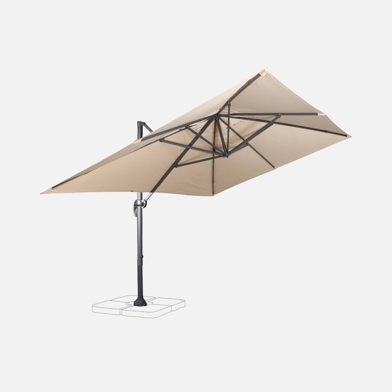 Parasol déporté rectangulaire 3x4m - Wimereux- Beige - Parasol excentré inclinable et rotatif à 360°.,sweeek,Photo5