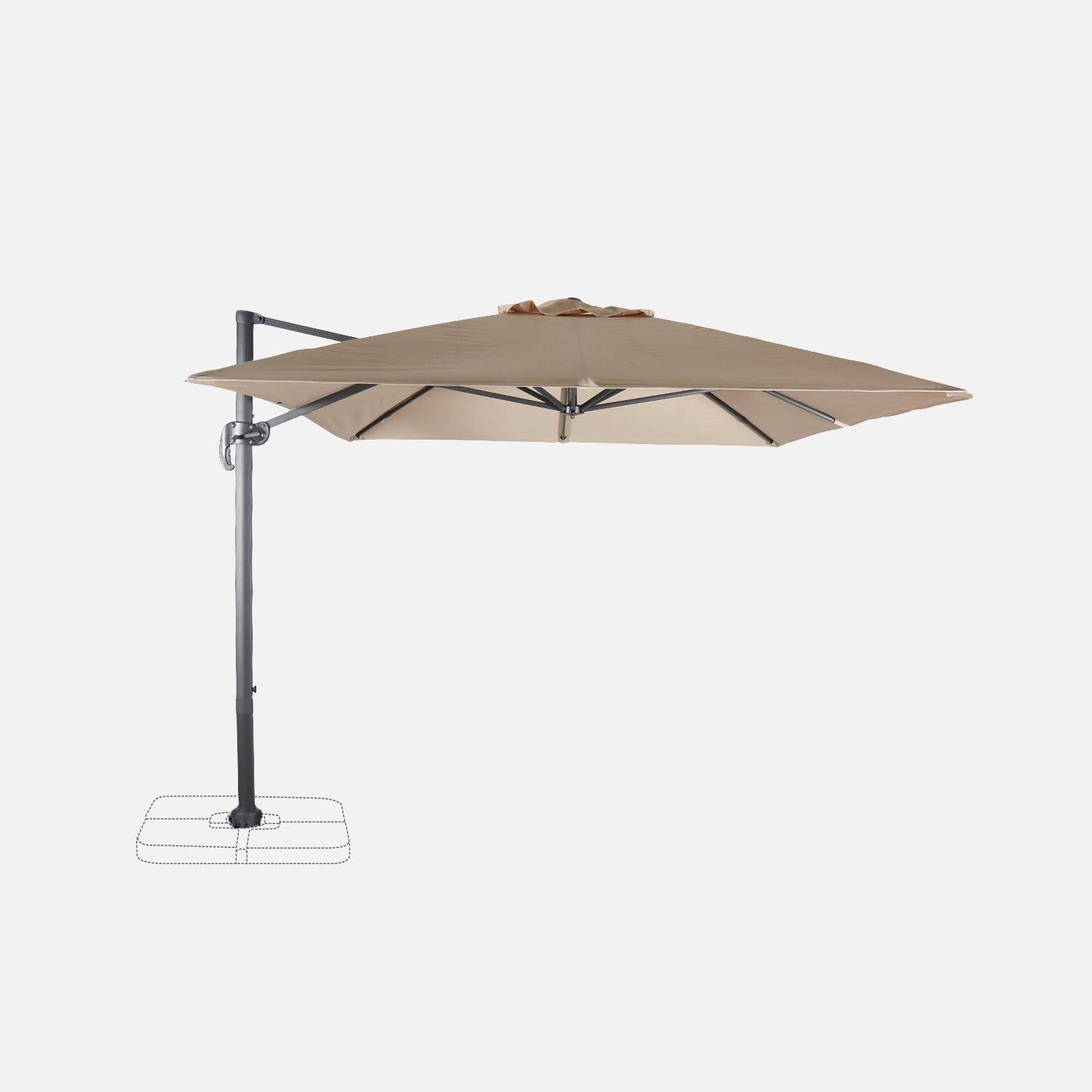 Rechthoekige zweefparasol 3x4m, Kantelbaar in 6 posities, 360° draaibaar, Beige,sweeek,Photo5