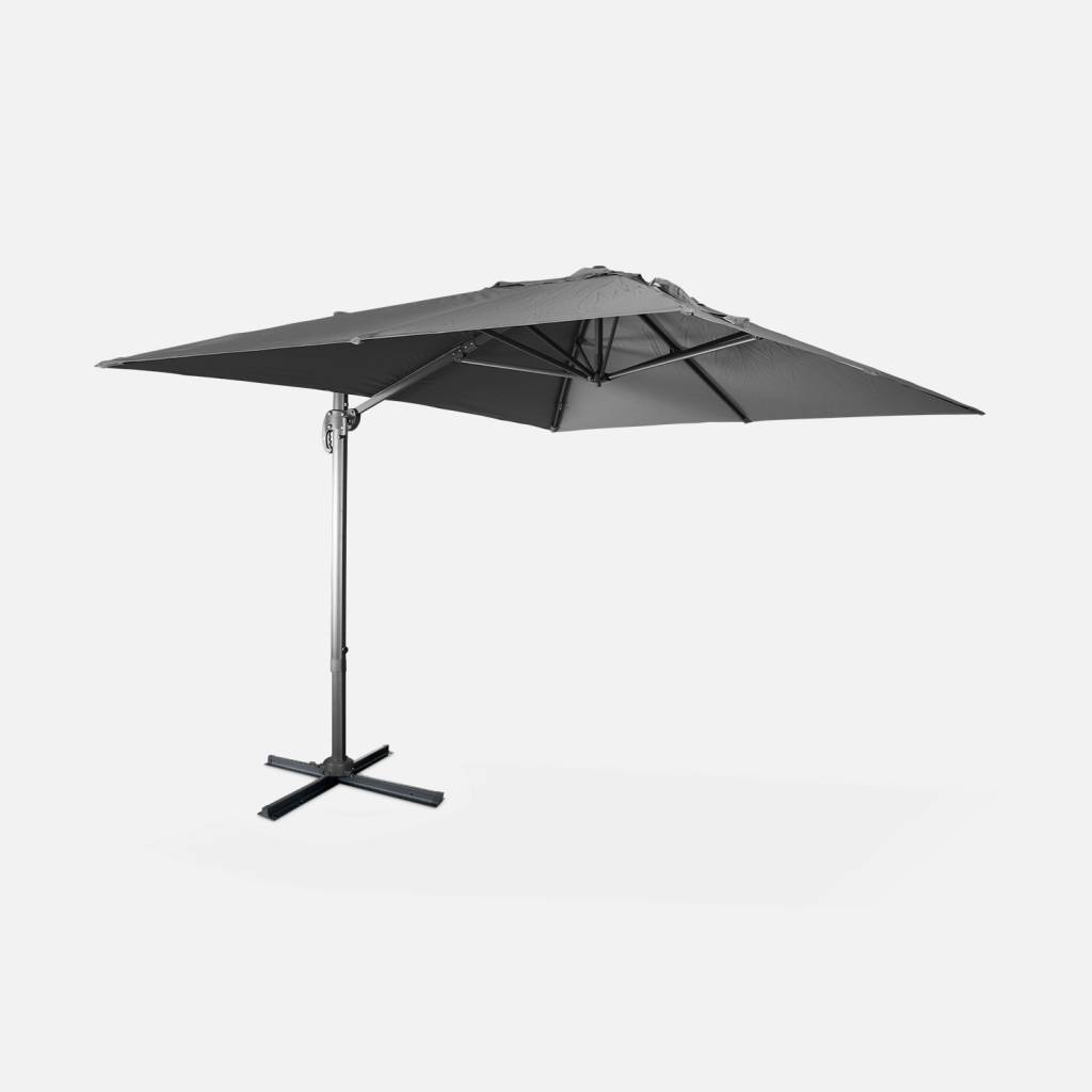 Ombrellone 3x4m rettangolare decentrato in alluminio , Grigio