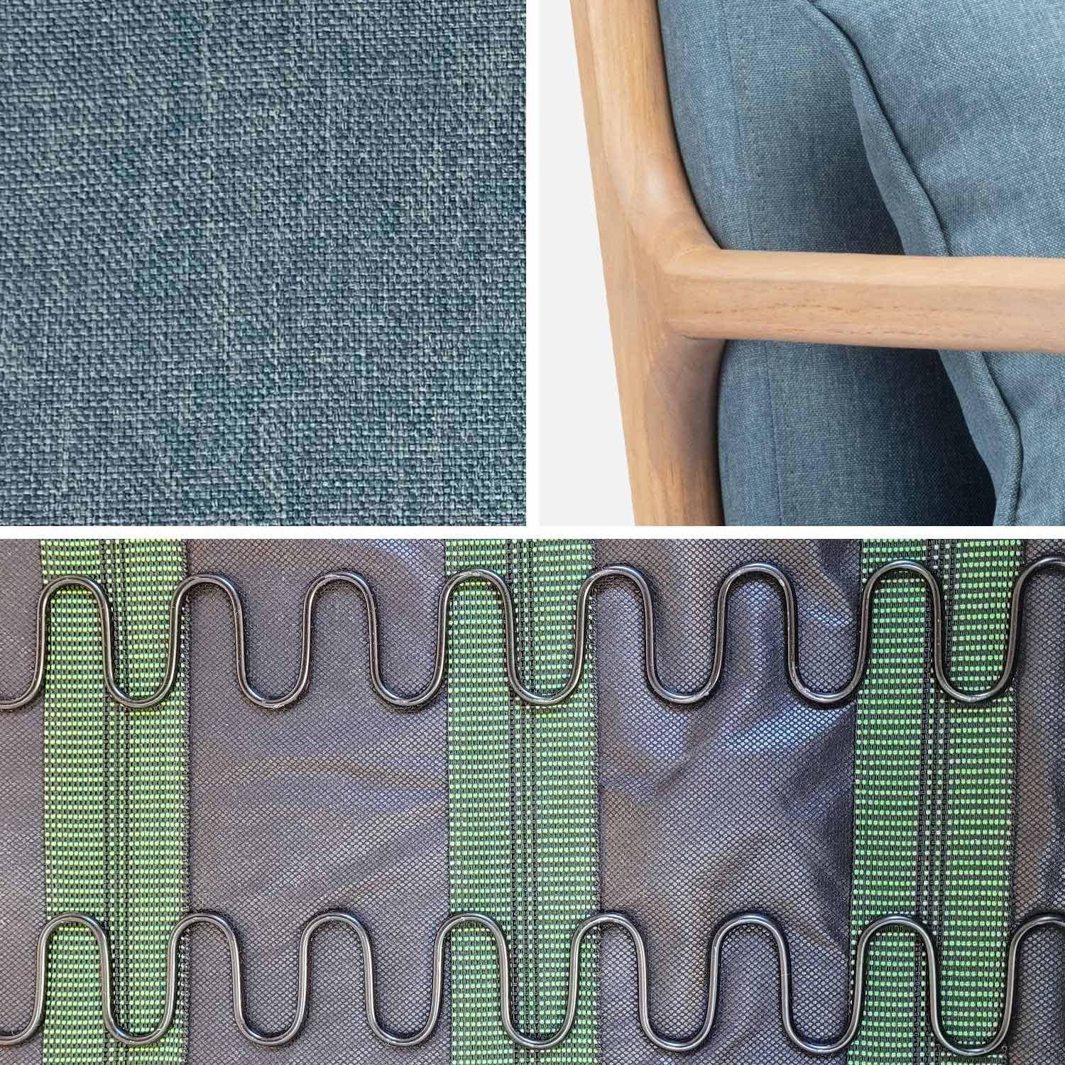 Design fauteuil van hout en stof, 1 vaste rechte zitting, kompaspoten, Scandinavische stijl Photo7