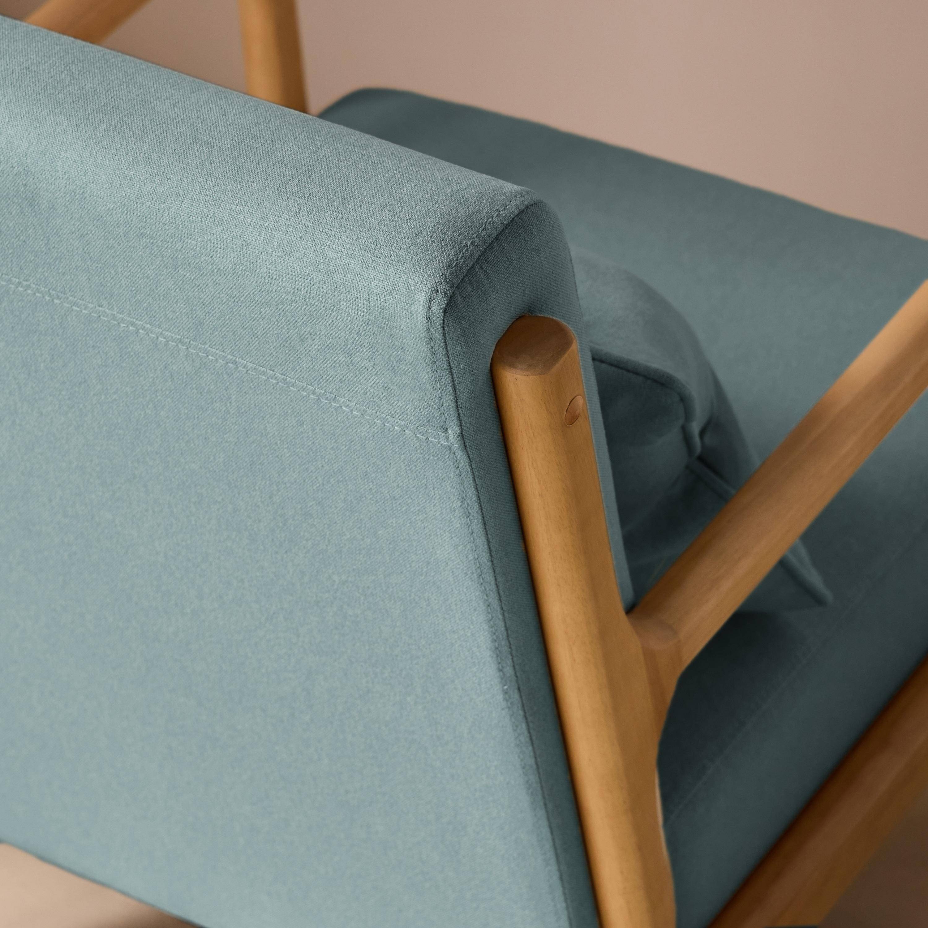 Scandinavische fauteuil met naturelkleurig hout en stof blauw - Lorens,sweeek,Photo3