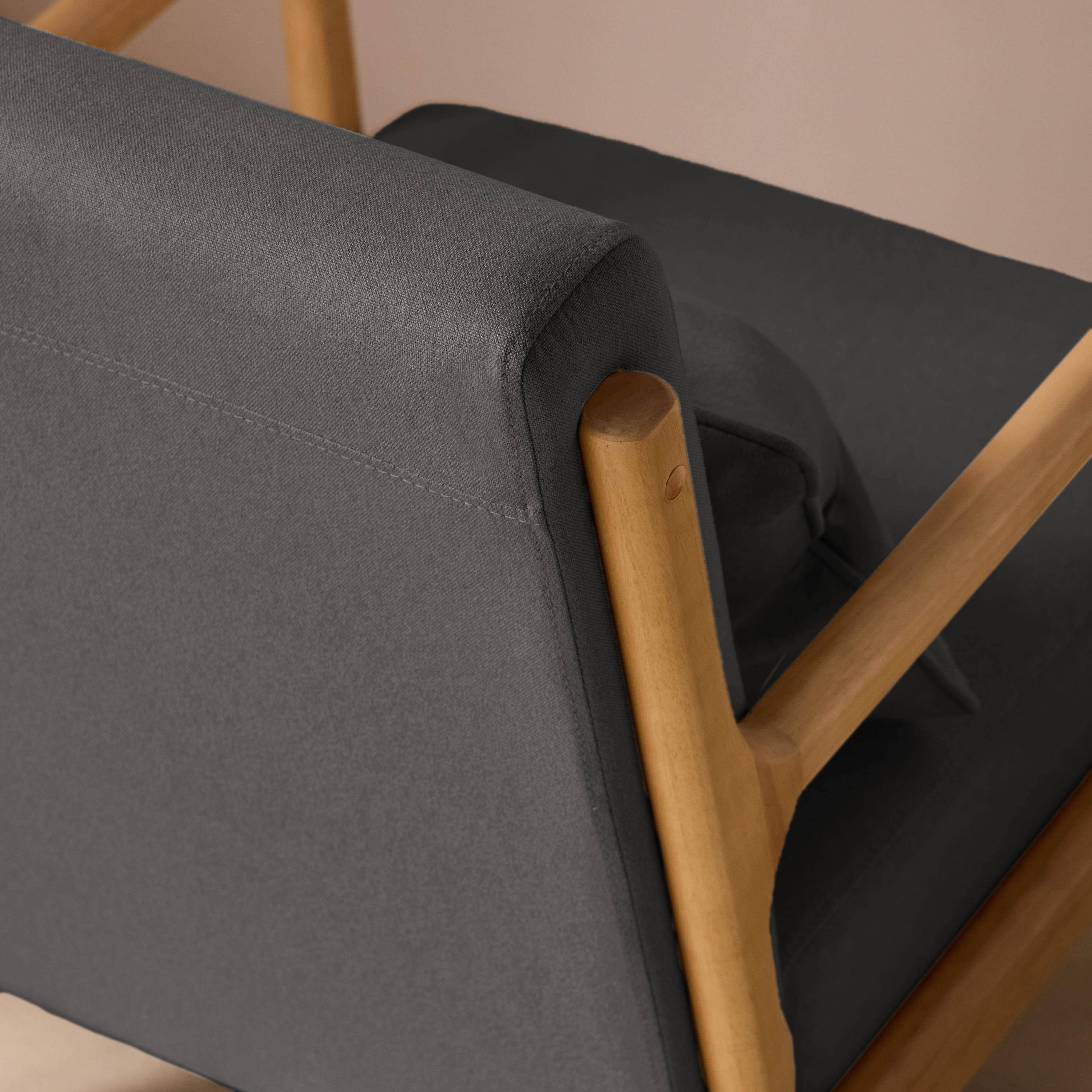 Scandinavische fauteuil met naturelkleurig hout en stof donkergrijs - Lorens Photo4