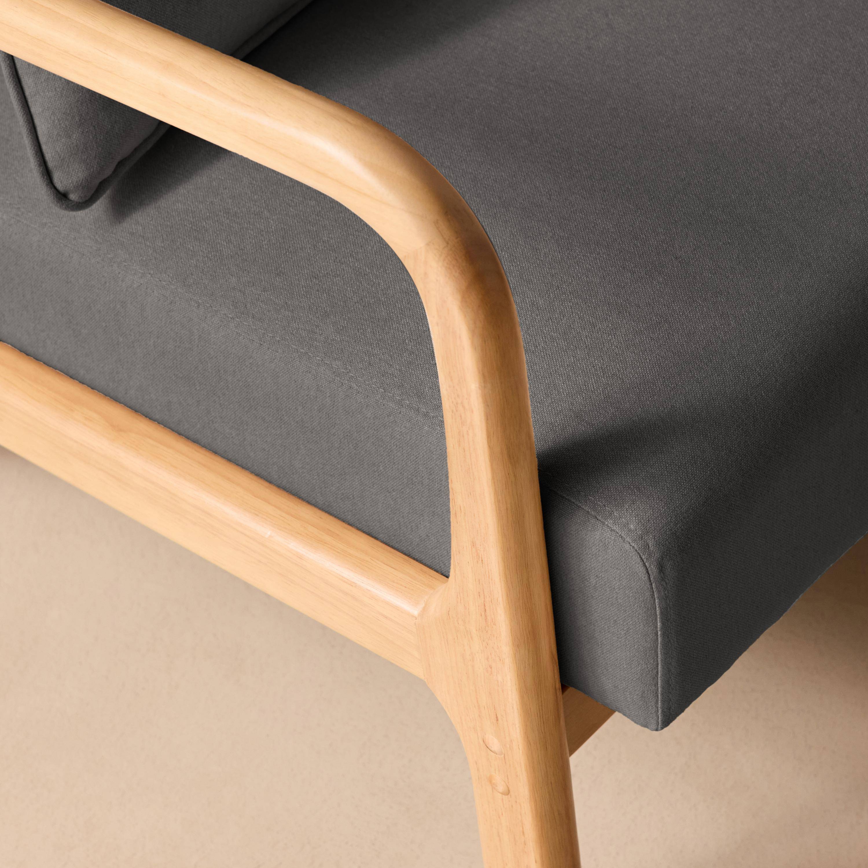 Scandinavische fauteuil met naturelkleurig hout en stof donkergrijs - Lorens Photo3
