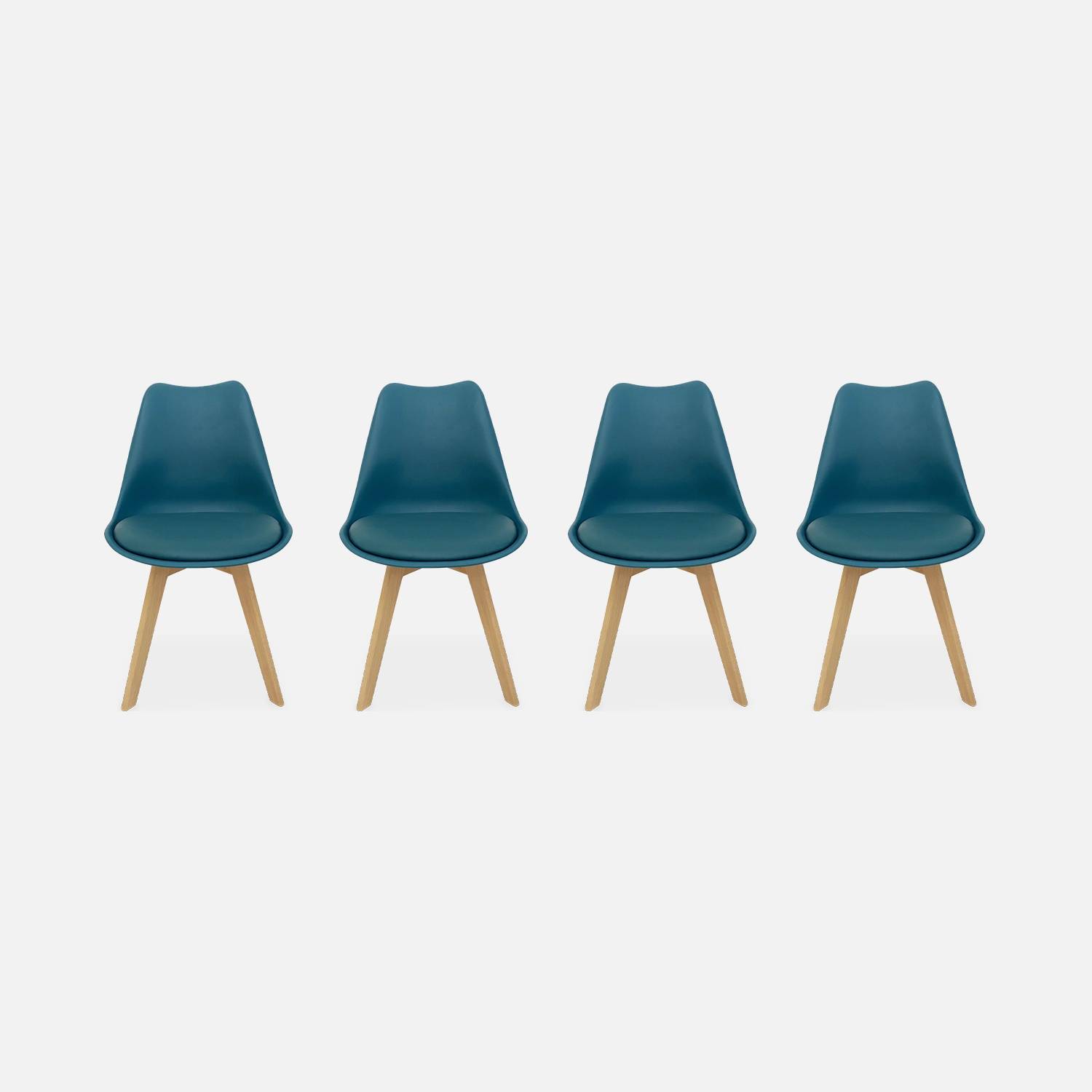 Juego de 4 sillas escandinavas, Nils, patas de madera de haya, sillones de 1 plaza | sweeek
