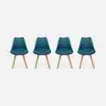 Set di 4 sedie scandinave, gambe in faggio, sedute singole, blu  Photo3