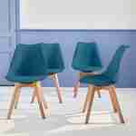 Conjunto de 4 cadeiras escandinavas, pernas de faia, 1 lugar, azul pato Photo1