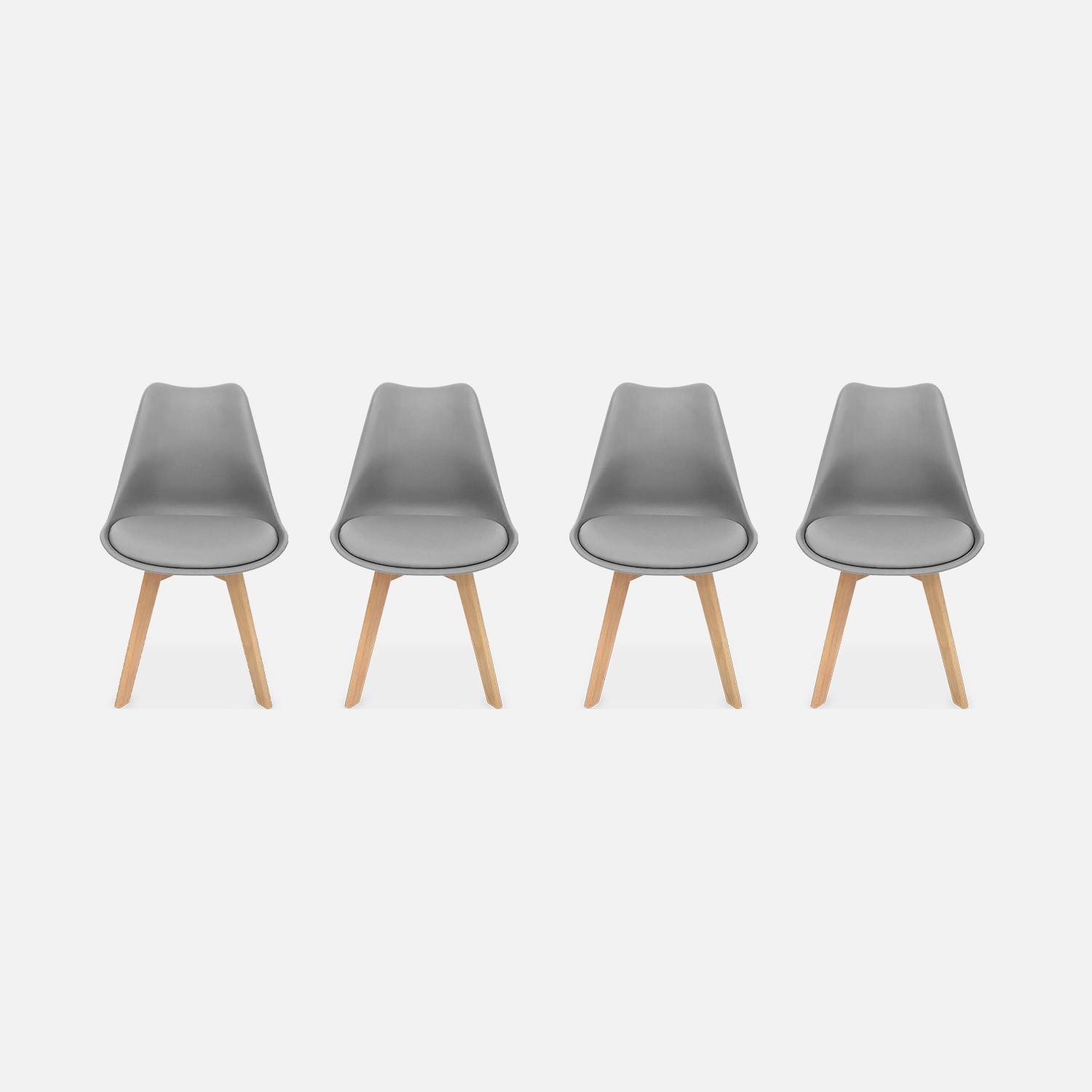 Set di 4 sedie scandinave, Nils, gambe in faggio, sedute singole, grigie | sweeek