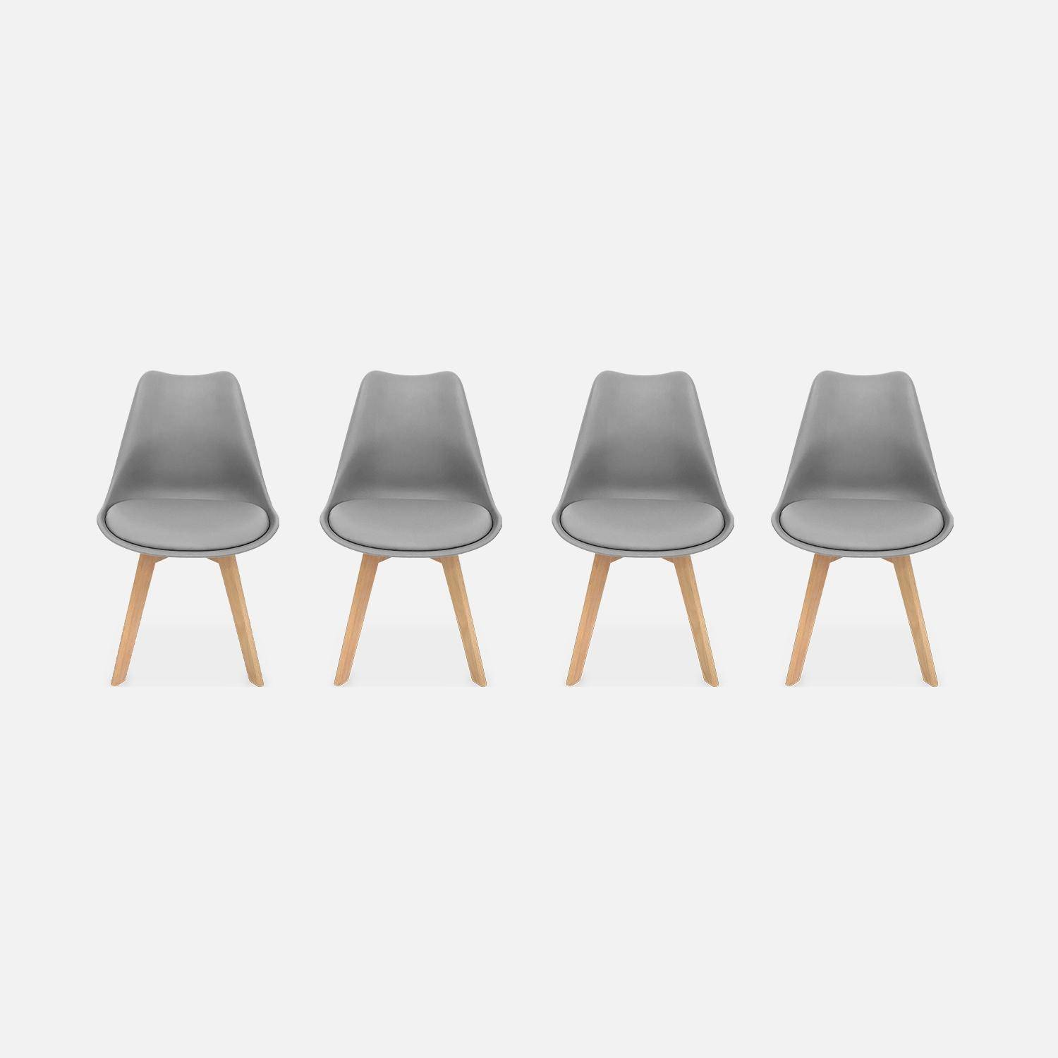 Set van 4 eetkamerstoelen, beukenhouten poten, Scandinavisch design Photo3