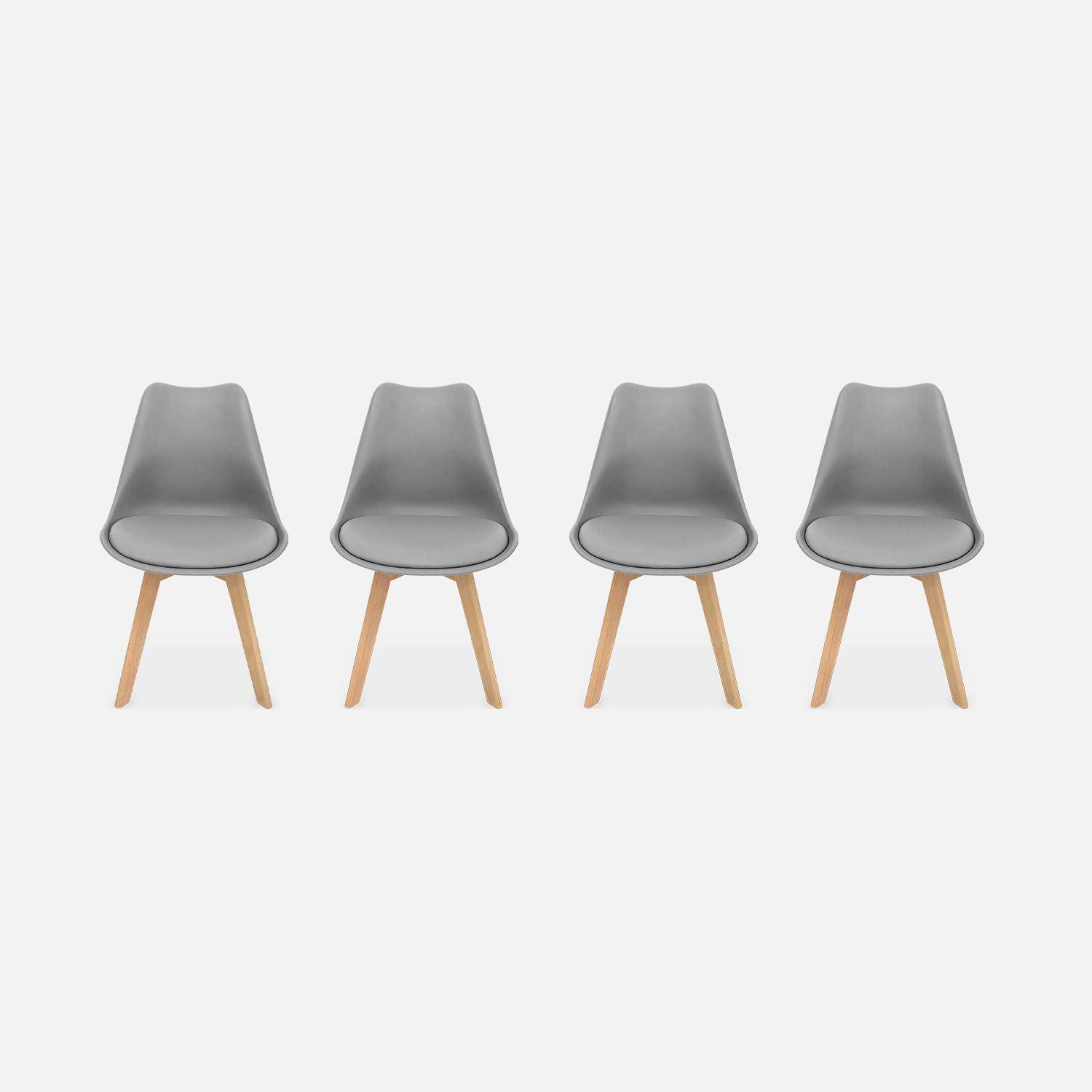 Juego de 4 sillas escandinavas, patas de haya, 1 plaza, gris Photo4