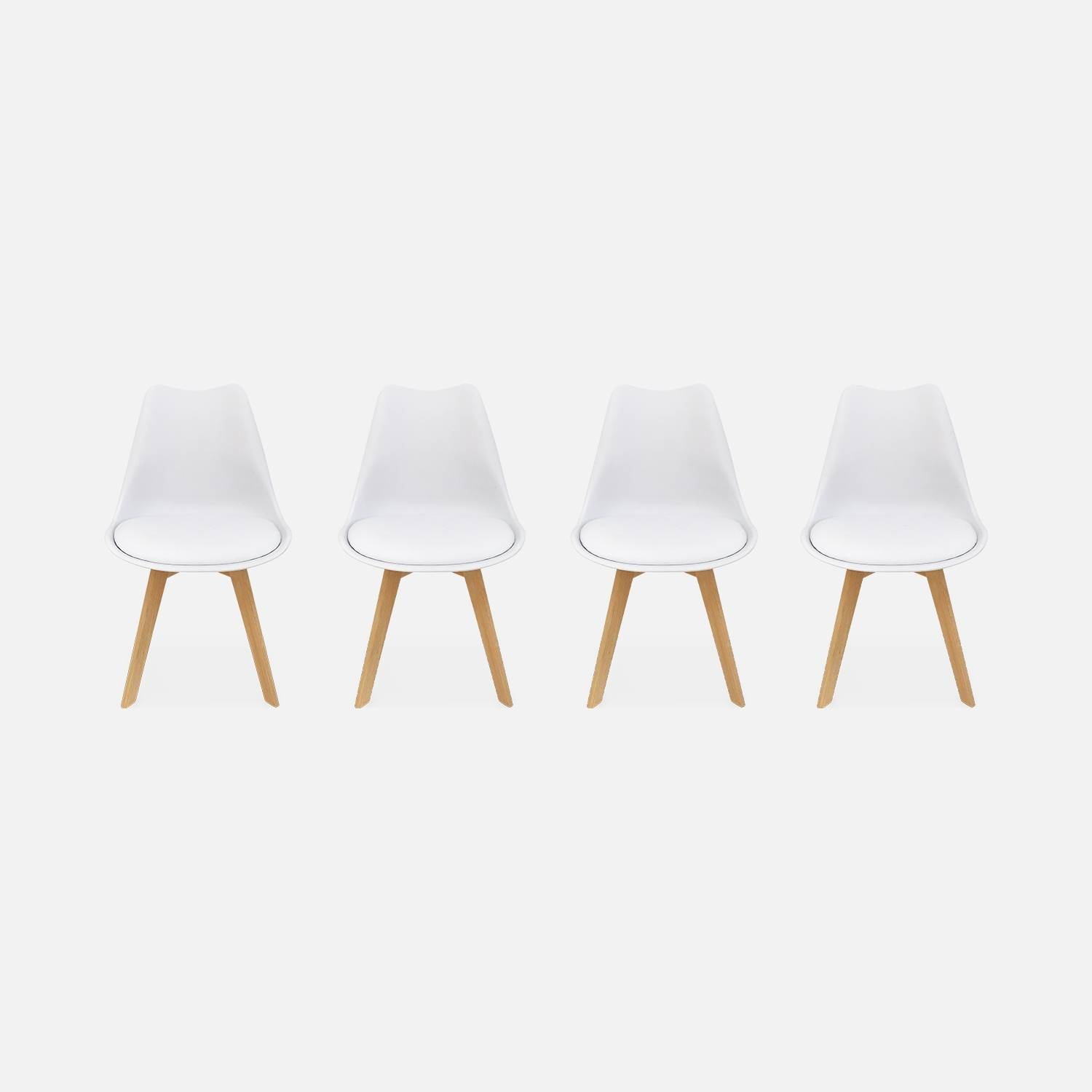 Silla escandinava acero, set de 4, Blanco