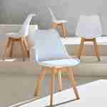 Lot de 4 chaises scandinaves, pieds bois de hêtre, chaises 1 place, blancs Photo2