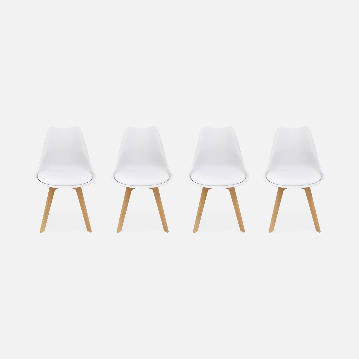Conjunto de 4 cadeiras escandinavas, pernas em faia, cadeiras de 1 lugar, branco Photo3