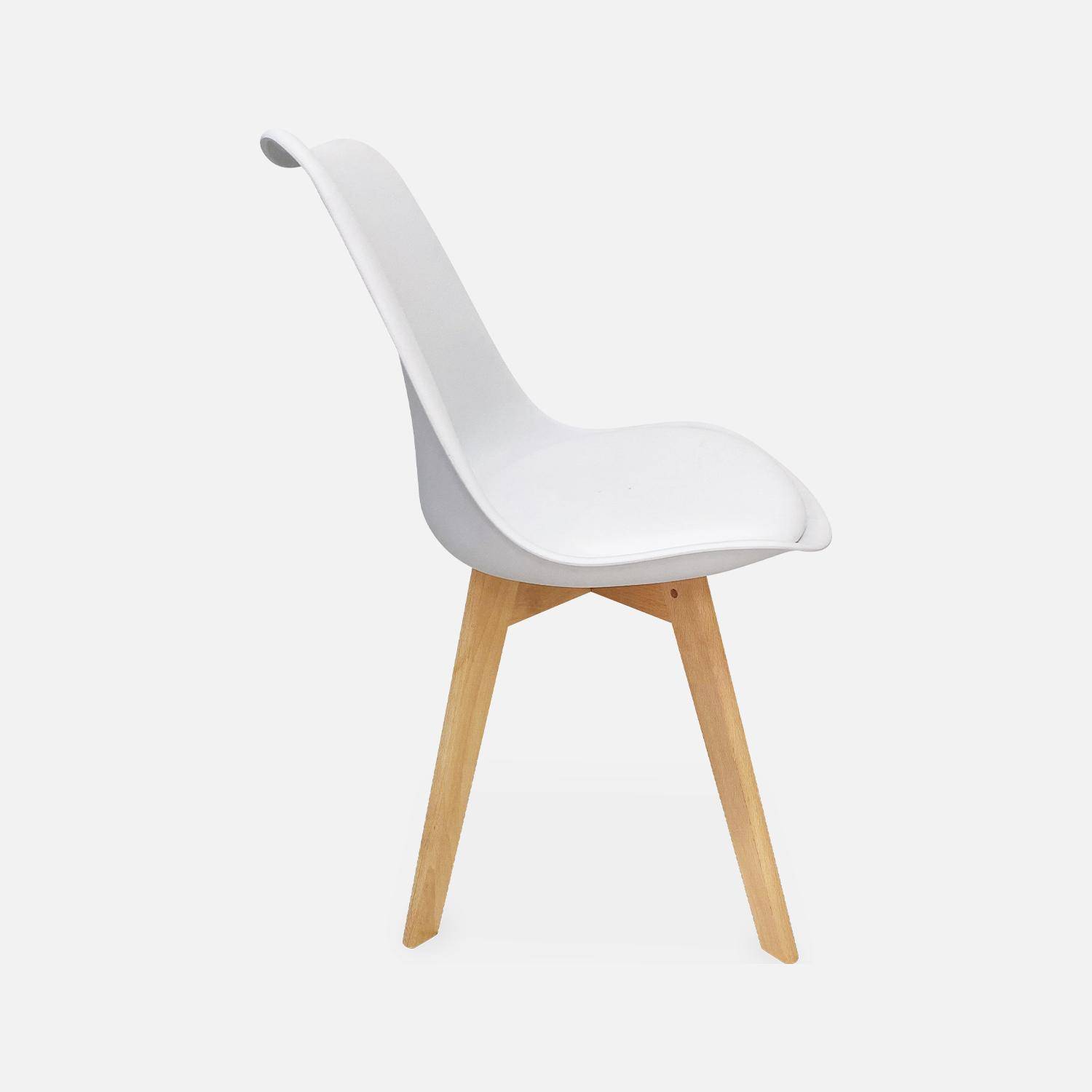 Conjunto de 4 cadeiras escandinavas, pernas em faia, cadeiras de 1 lugar, branco Photo5