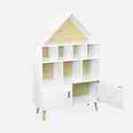Libreria scaffale casa per bambini - Tobias - Legno massello in pino naturale bianco - 3 livelli, 8 scomparti, 2 ante Photo5