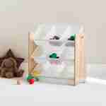 Opbergkast voor kinderen met 9 vakken - Tobias - MDF met houtlook, 64x29.5x60cm, Naturel/Wit Photo2