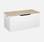 Spielzeugtruhe - TOBIAS - Holzdekor Weiß, 80 x 40 cm, Klappdeckel, seitliche Griffe | sweeek