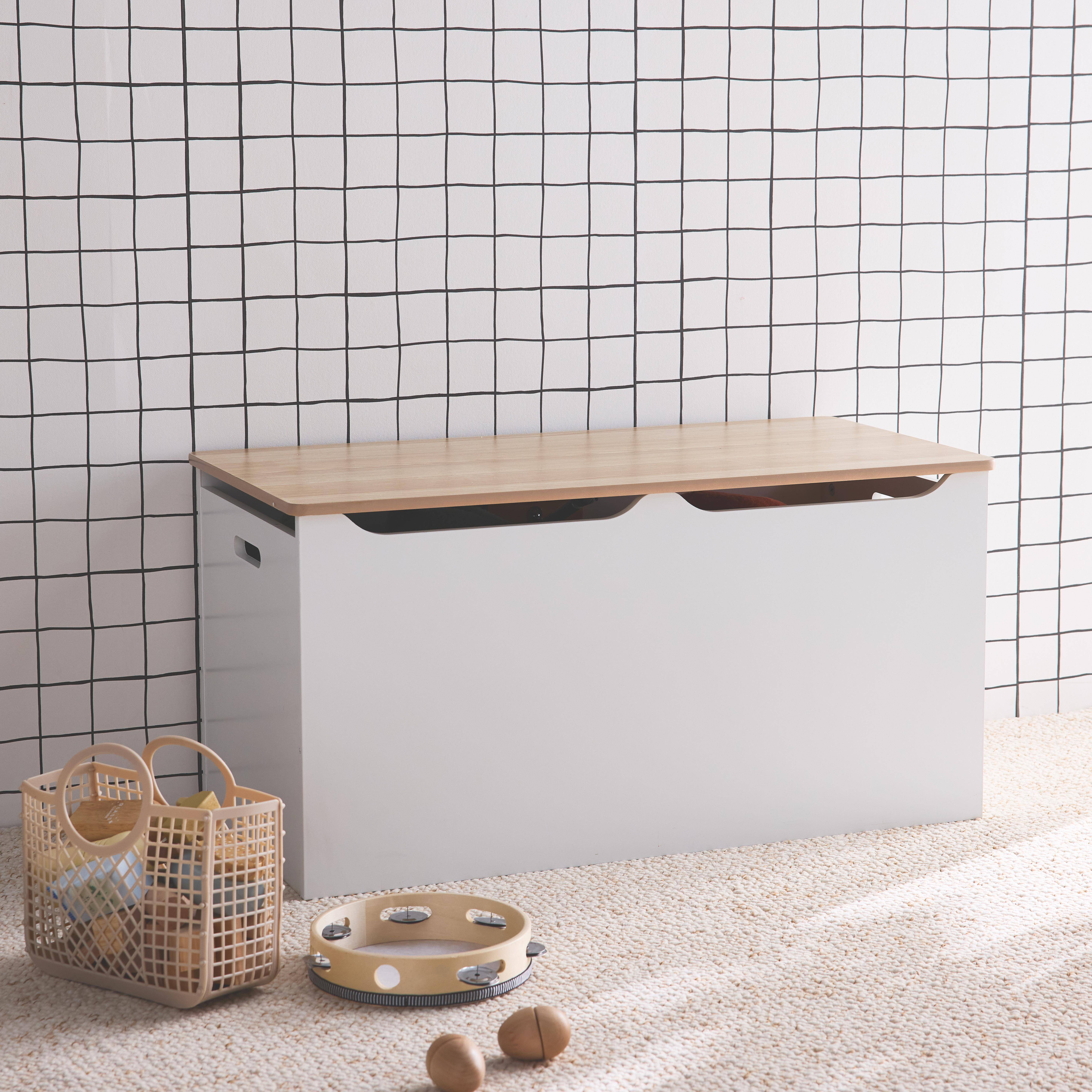 Coffre à Jouets En Cannage Avec Couvercle – Rangement Chambre Enfant, Salon, Style Bohème, Poignées Latérales - 2