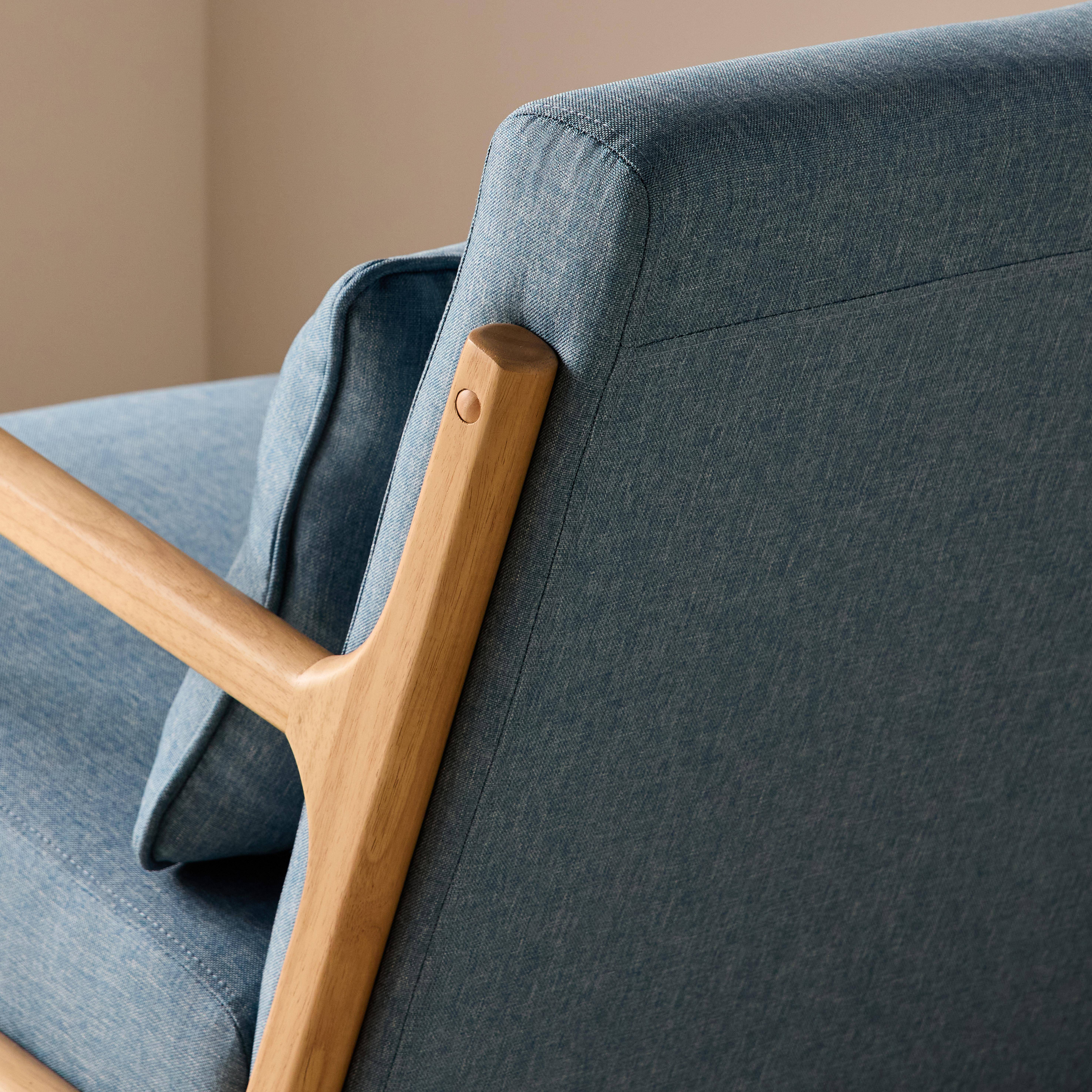 Fauteuil à bascule design en bois et tissu, 1 place, rocking chair scandinave, bleu,sweeek,Photo3