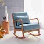 Cadeira de baloiço de design em madeira e tecido, 1 lugar, cadeira de baloiço escandinava, azul Photo1