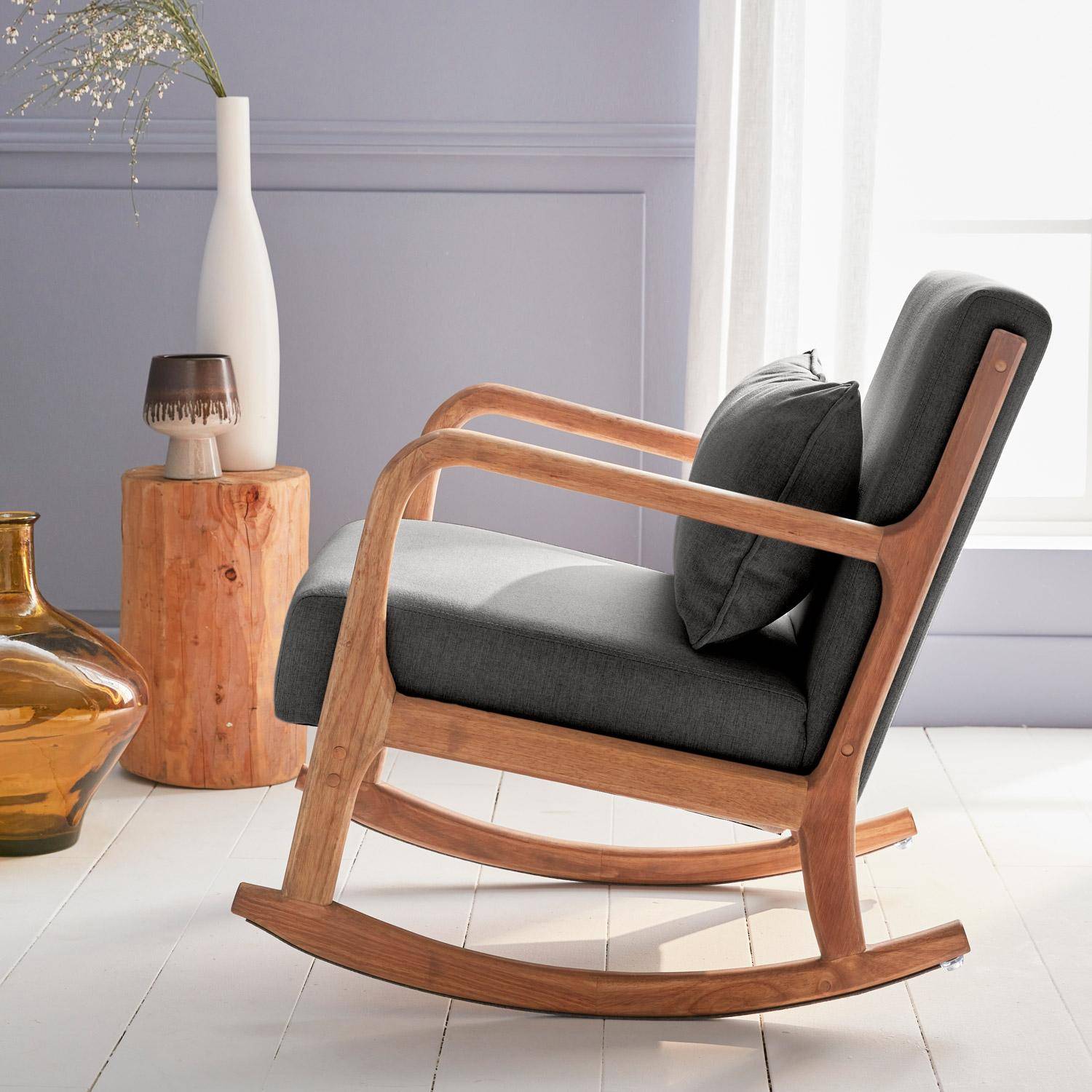 Design schommelstoel van hout en stof, 1 plaats, Scandinavische look,sweeek,Photo2