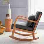 Fauteuil à bascule design en bois et tissu, 1 place, rocking chair scandinave, gris foncé Photo5