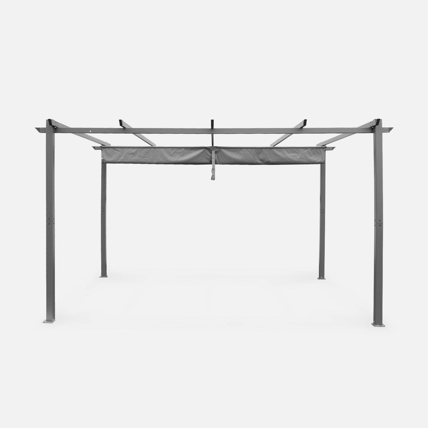 Pergola aluminium - Isla 3x4m -  Toile grise - Tonnelle idéale pour votre terrasse, toit rétractable, toile coulissante, structure aluminium Photo4