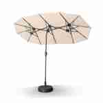 Ovalen stokparasol, dubbel, 1x3m – Beige – Grote parasol met centrale stok, draaibaar en zwengel Photo2