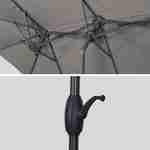 Ovalen stokparasol, dubbel, 1x3m – Grijs – Grote parasol met centrale stok, draaibaar en zwengel Photo5