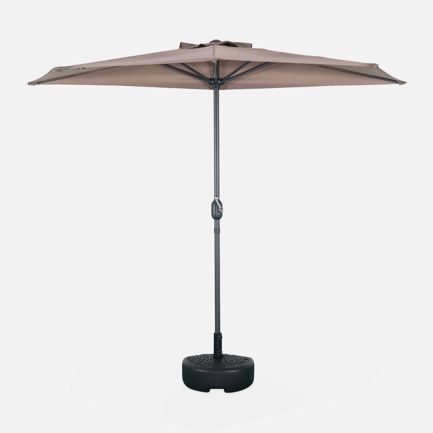  Parasol para balcón Ø250cm  – CALVI – Pequeño parasol recto, mástil en aluminio con manivela, tela color pardo  Photo3