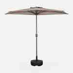  Parasol de balcon Ø250cm  – CALVI – Demi-parasol droit, mât en aluminium avec manivelle d’ouverture, toile taupe Photo2