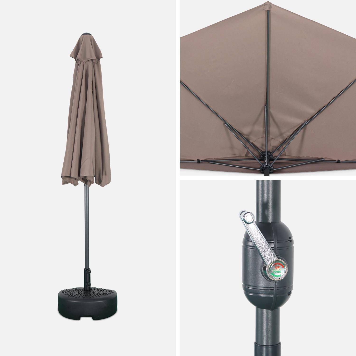 Ø250cm Half parasol for balcony - half-parasol, aluminium pole, crank - Calvi - Beige-brown Photo5
