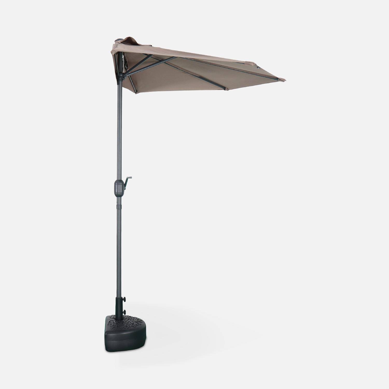 Ø250cm Half parasol for balcony - half-parasol, aluminium pole, crank - Calvi - Beige-brown Photo4
