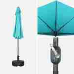  Guarda-chuva de varanda Ø250cm - CALVI - Meio guarda-chuva reto, haste de alumínio com pega de manivela, tecido turquesa Photo4