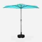  Guarda-chuva de varanda Ø250cm - CALVI - Meio guarda-chuva reto, haste de alumínio com pega de manivela, tecido turquesa Photo2