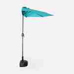 Guarda-chuva de varanda Ø250cm - CALVI - Meio guarda-chuva reto, haste de alumínio com pega de manivela, tecido turquesa Photo3