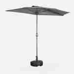Ombrellone da balcone Ø250cm - CALVI - Mezzo ombrellone dritto, palo in alluminio con manovella, telo grigio Photo1