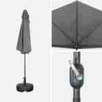 Ombrellone da balcone Ø250cm - CALVI - Mezzo ombrellone dritto, palo in alluminio con manovella, telo grigio Photo4