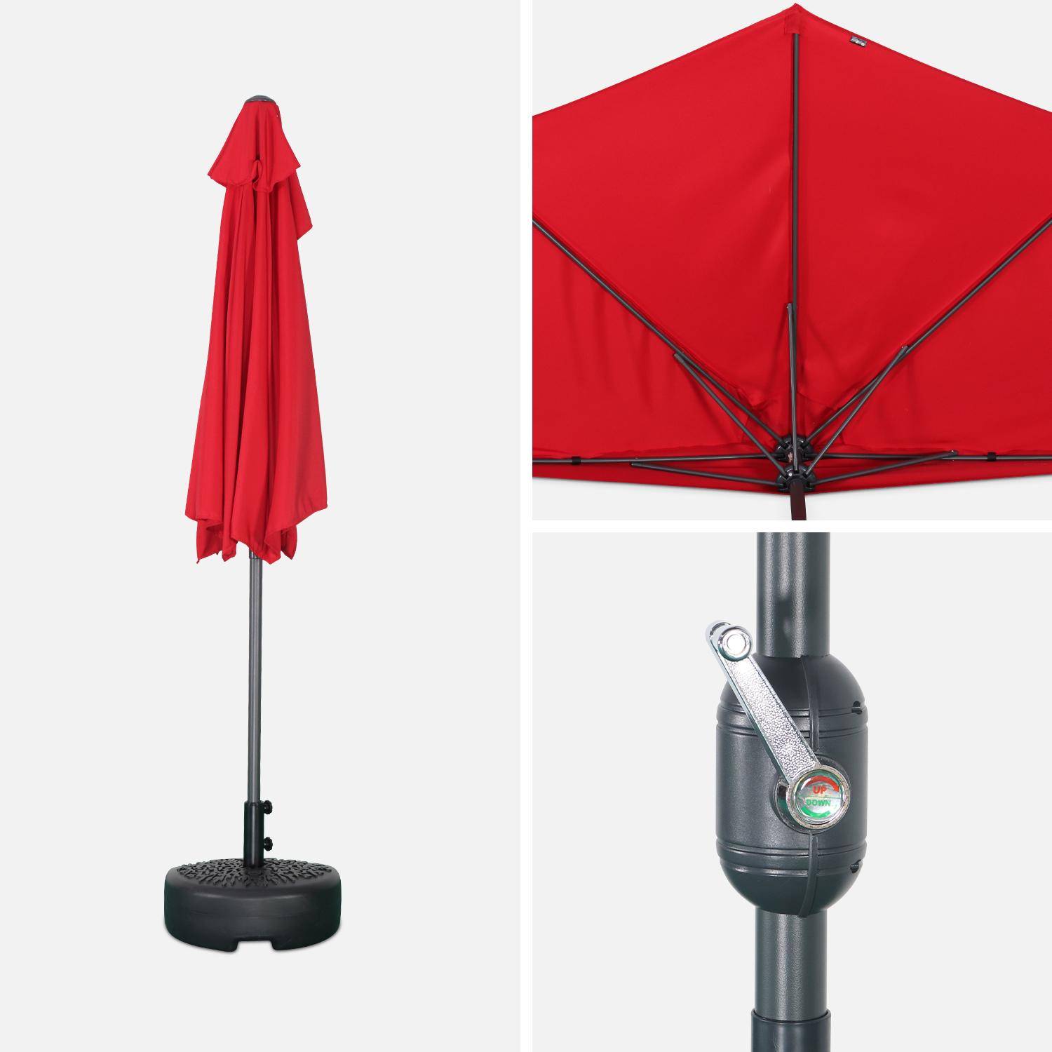  Parasol para balcón Ø250cm  – CALVI – Pequeño parasol recto, mástil en aluminio con manivela, tela color rojo Photo5