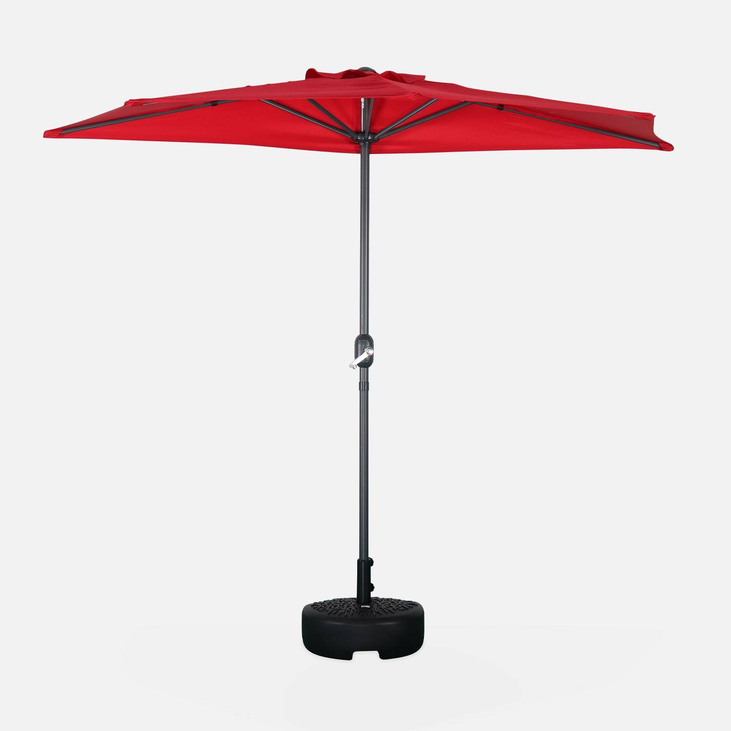  Parasol para balcón Ø250cm  – CALVI – Pequeño parasol recto, mástil en aluminio con manivela, tela color rojo,sweeek,Photo3