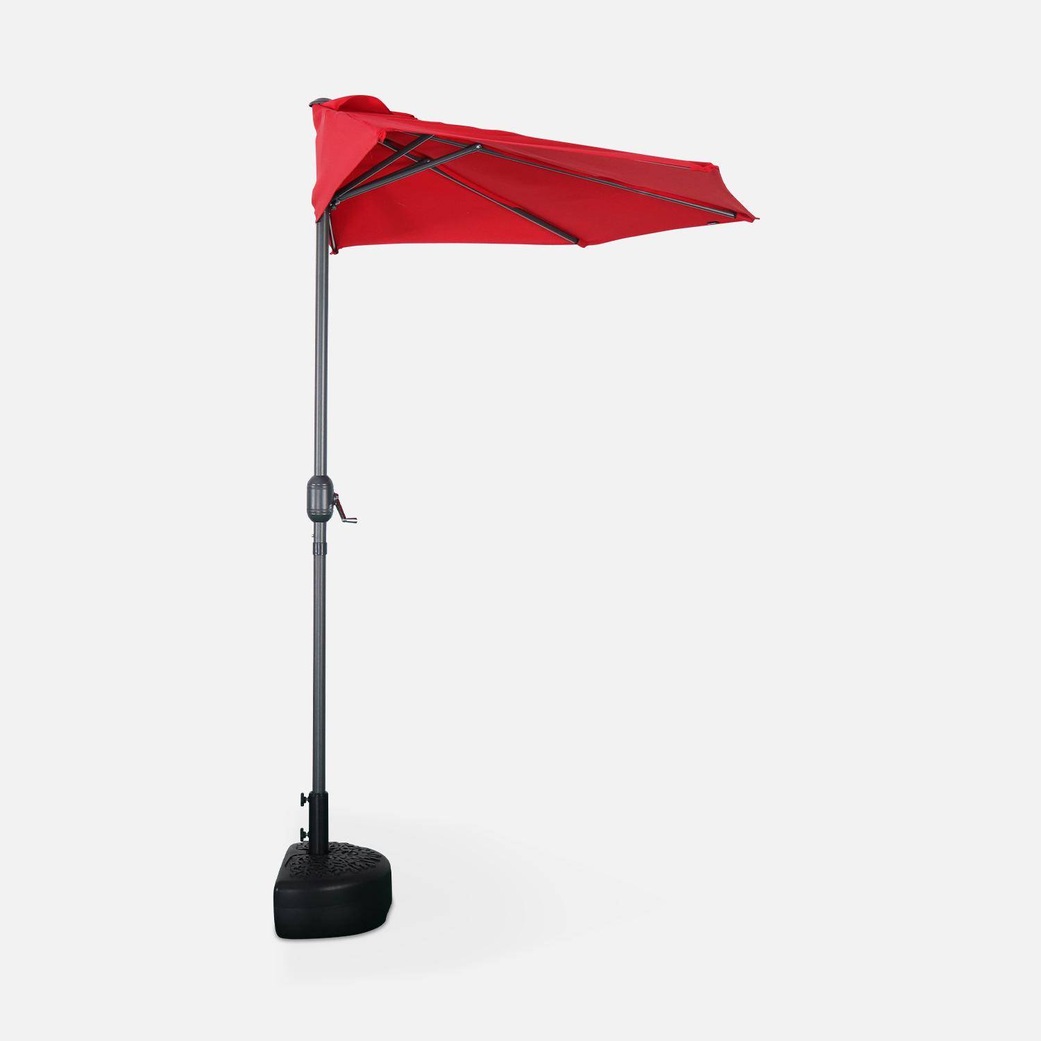  Parasol para balcón Ø250cm  – CALVI – Pequeño parasol recto, mástil en aluminio con manivela, tela color rojo Photo4