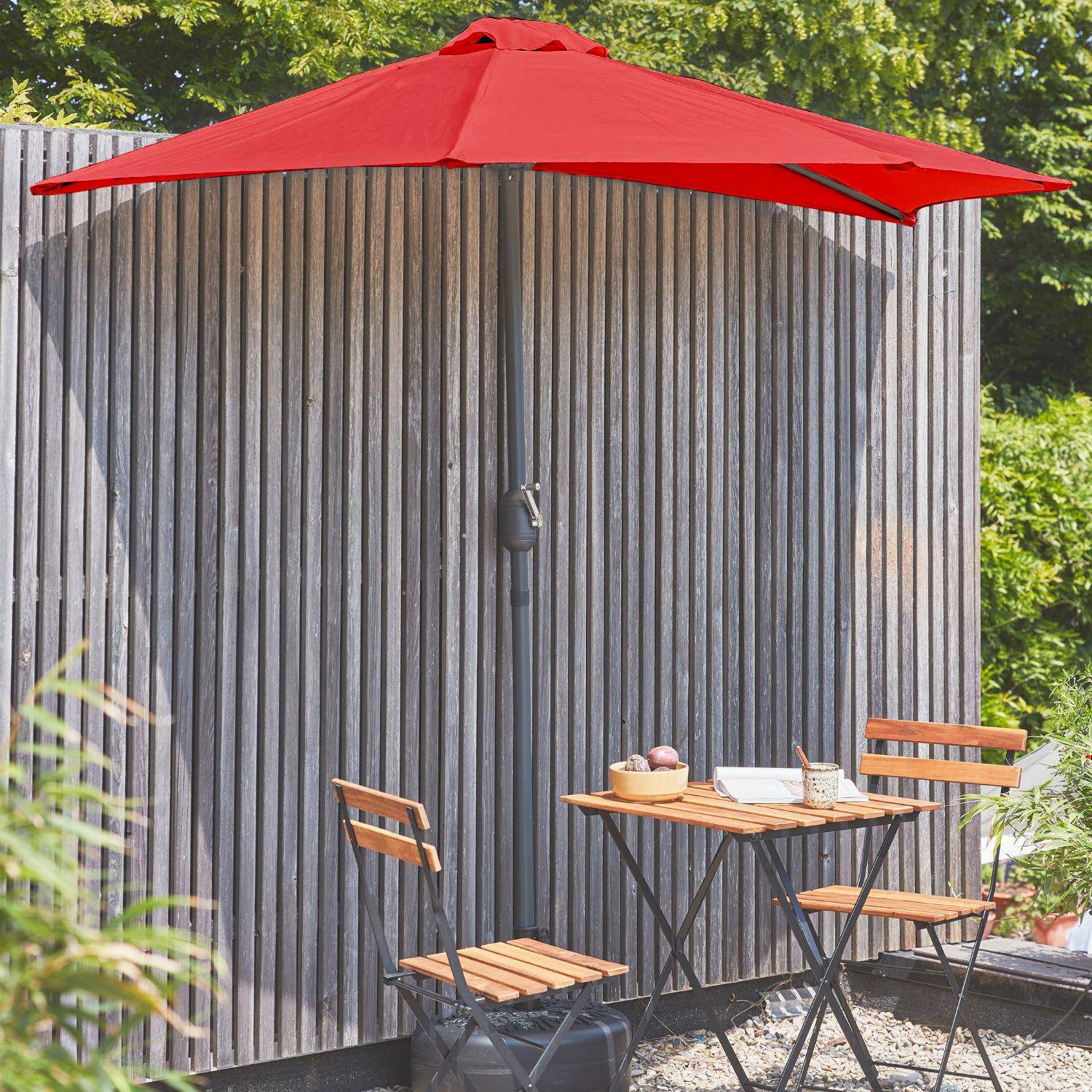 Parasol para balcón Ø250cm  – CALVI – Pequeño parasol recto, mástil en aluminio con manivela, tela color rojo,sweeek,Photo1