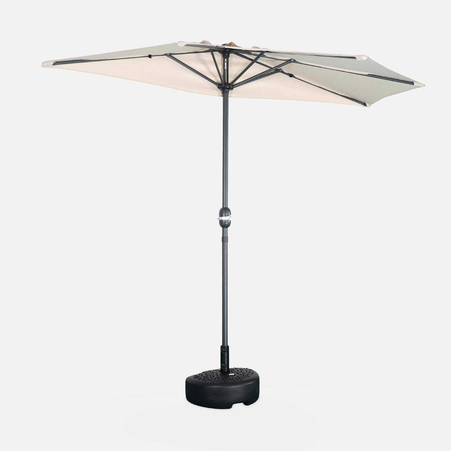 Ombrellone da balcone Ø250cm - CALVI - Mezzo ombrellone dritto, palo in alluminio con manovella, telo colore sabbia Photo2